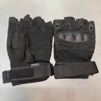 Перчатки тактические Беспальцевые, цвет Черный, размер XL