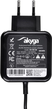 Блок живлення Akyga для ноутбука 20V 2.25 A, 2.31 A, 2.37 A, 2.64 A, 3.0 A 45W (USB Type-C) (AK-ND-60)