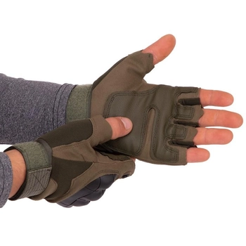 Тактичні рукавички з відкритими пальцями SP-Sport BC-8788 Колір: Оливковий розмір: M