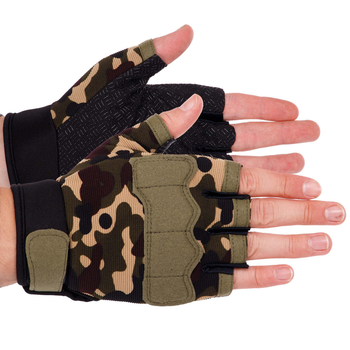 Перчатки тактические с открытыми пальцами SP-Sport BC-8789 р-р L, цвет Камуфляж
