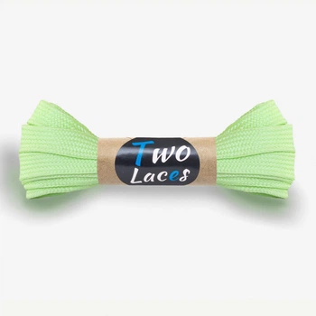 Люмінесцентні шнурки для взуття Two Laces плоскі 9 мм, довжина 120 см, салатові (59190597)