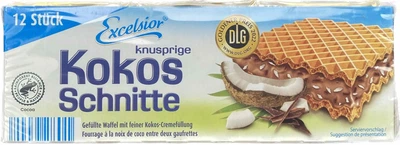 Вафлі Excelsior Kokos Schnitte 250 гр. 12 штук