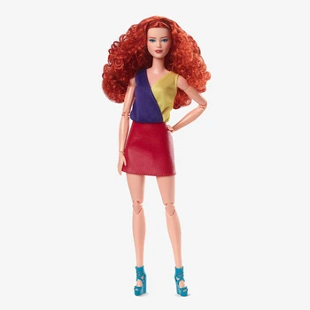 Лялька Барбі колекційна Руда з кучерявим волоссям Колор-блок Barbie Signature Looks Doll, Curly Red Hair Color Block Outfit #13 (HJW80)