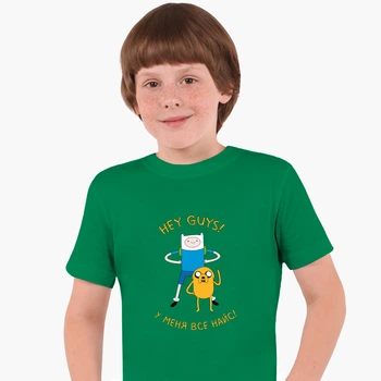 Детская футболка Время Приключений Финн и Джейк пес (Adventure Time Finn & Jake the dog) (25186-1579) 104-110 см Хлопок Зеленый