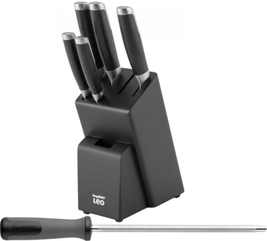 Набор ножей BergHOFF Graphite в колоде 6 предметов + Мусат профессиональный BergHOFF LEO Graphite 22 см (SET_3950358_3950369)