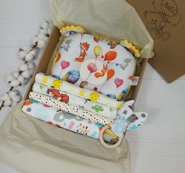 Набор пеленок для новорожденных a.l.babybox Лисички на шариках Желтые