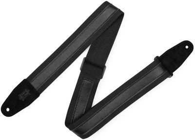 Гитарный ремень LEVY'S MC2CG-BLK-BLK Cotton Combo Guitar Strap – Black Cotton with Black Leather Strip