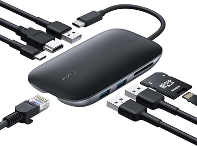 USB-хаб Aukey USB-C - 8in1 RJ45 HDMI 4K PD 100W (CB-C71)