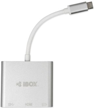 Hub USB iBox USB 3.2 Gen 1 (3.1 Gen 1) Type-C 5000 Mbit/s Srebrny (IUH3CFT1)