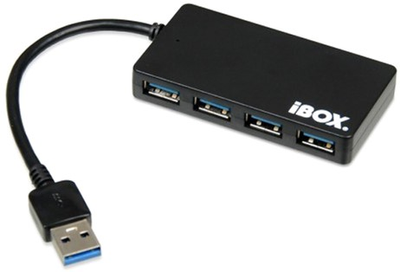 Hub USB iBox Slim 4 x USB 3.0 5000 Mbit/s Czarny (IUH3F56)