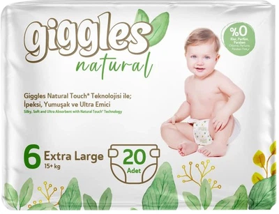 Подгузники детские Giggles Natural 6 Extra Large (15+ кг), 20 шт
