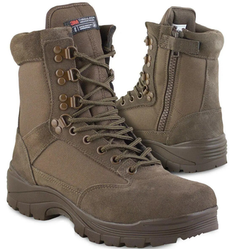 Ботинки тактические демисезонные Коричневые Mil-Tec Side zip boots на молнии 12822109 размер 43
