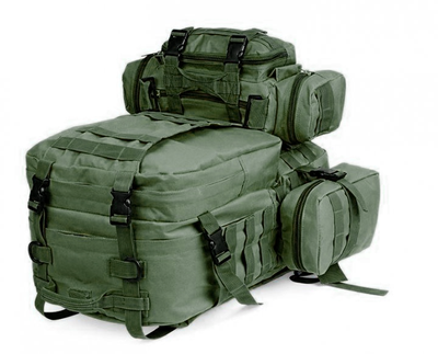 Тактический рюкзак армейский Camo Tactics 55л с отстегивающимися сумками, Стропы МОЛЛЕ Oliva