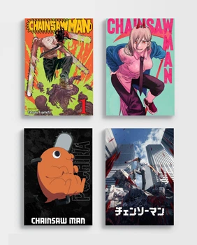 Набор постеров аниме Chainsaw man / Человек-бензопила / Почита / Пауэр / Дэнджи / 4 шт