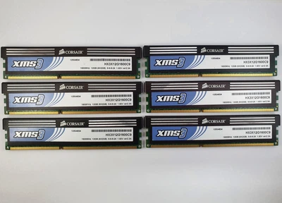 Комплект оперативной памяти Corsair XMS3 DDR3 12Gb (6*2Gb) 1600MHz PC3-12800 (HX3X12G1600C9) 11509 Б/У