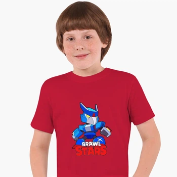 Детская футболка Бравл Старс Ворон Меха (Brawl Stars Voron Meha) (25186-1008) 122-128 см Хлопок Красный