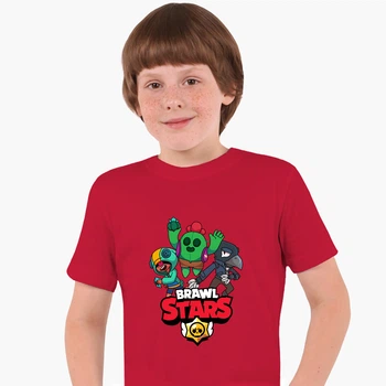 Дитяча футболка Бравл Старс 3 героя (Brawl Stars 3 heroes) (25186-1021) 122-128 см Бавовна Червоний