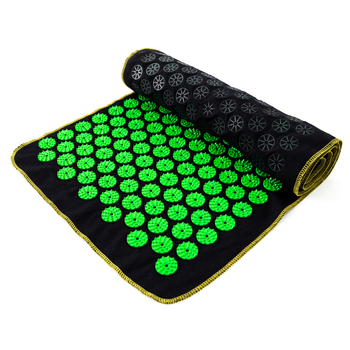 Массажный коврик Аппликатор Кузнецова (акупунктурный игольчатый массажер для спины) OSPORT Lite 145 (apl-010) Черно-зеленый