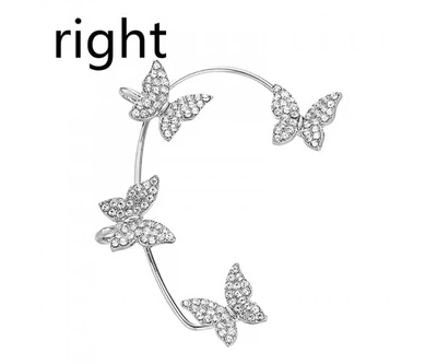 Набор бижутерия серьги-клипсы-каффы-бабочки из медицинской стали Butterfly Right 161 Серебристый