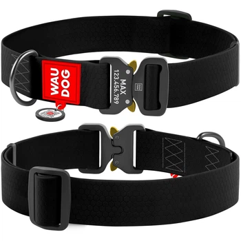 Ошейник WAUDOG WATERPROOF с QR паспортом для крупных собак, водостойкий, пряжка-фастекс с площадкой для гравировки, 46-70 см 40 мм Черный (28011)