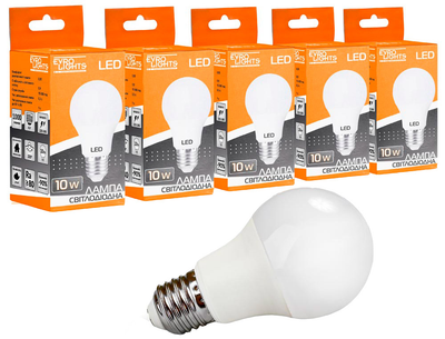 Светодиодная лампа Evro Lights LED 10 Вт 4200К A-10-4200-27 Е27 5 шт (2100011891142)