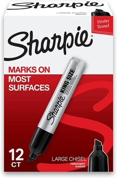 Маркеры перманентные Sharpie Permanent Markers Large Chisel Tip King Size Черный 12 шт. (‎‎15001)