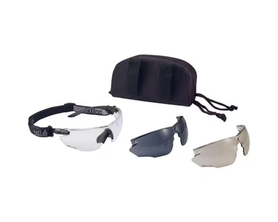 Тактические баллистические защитные очки с сменными линзами в черном цвете