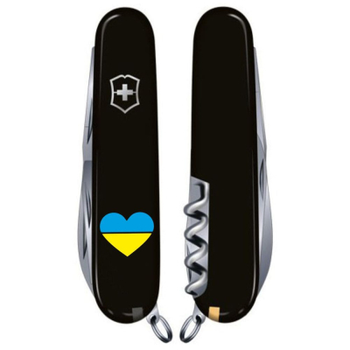 Нож VictoRinox Climber Ukraine Black "Серце жовто-блакитне" (1.3703.3_T1090u)