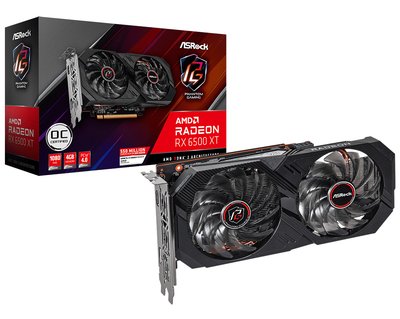 Відеокарта ASRock, Radeon RX 6500 XT, Phantom Gaming D OC, 4Gb GDDR6, 64-bit, HDMI/DP, 2820/18000 MH