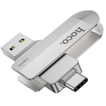 Флеш накопитель Hoco 128Gb UD10 (Type-C, USB 3.0, для смартфона, повышенная скорость, компактная флешка) - Металлик