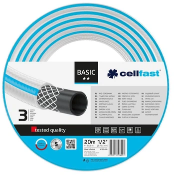 Шланг садовый Cellfast BASIC 1/2" 20м 3 слоя до 25бар -20...+60°C 10-400