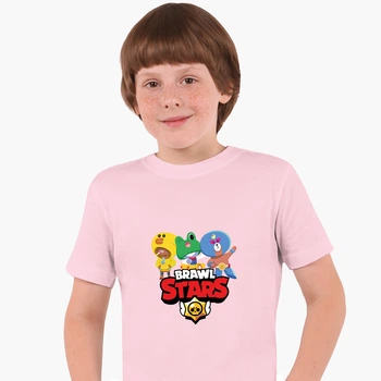 Дитяча футболка Бравл Старс 3 Персонажа (Brawl Stars 3 Characters) (25186-1027) 146-152 см Бавовна Рожевий
