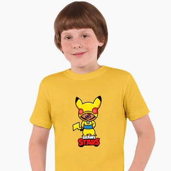 Дитяча футболка Бравл Старс Леон Пікачу (Brawl Stars Leon Pikachu) (25186-2601) 146-152 см Бавовна Жовтий
