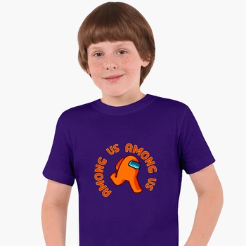 Дитяча футболка Амонг Ас Помаранчевий (Among Us Orange) (25186-2408) 122-128 см Бавовна Фіолетовий