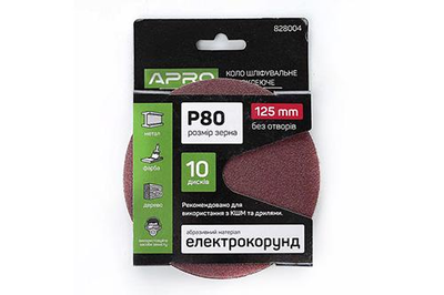 Коло шліфувальне на липучці Apro P80 125 мм 10 шт./уп.