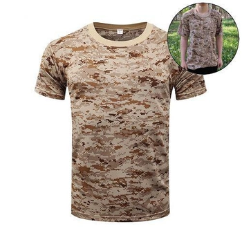 Тактическая футболка Flas; M/46-48; 100% Хлопок. Пиксель Desert. Армейская футболка.