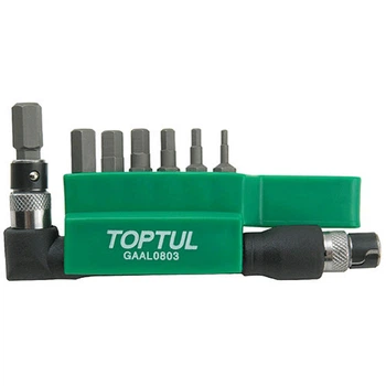 Набір біт + Р-обр. перехідник TOPTUL 1/4" HEX 2-8мм 8ед. GAAL0803
