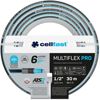 Шланг садовий Cellfast MULTIFLEX PRO 1/2" 30 м 6 шарів до 35 Бар -20…+65°C (13-801)