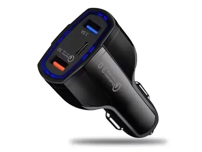 Зарядка в прикуриватель 2 выхода 2*USB (Type-C) Sertec ST- 1100 Quick Charge 3.0+кабель Micro usb