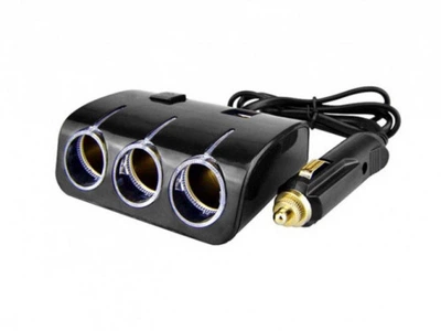 Тройник в прикуриватель с удлинителем 2USB 1506 Black 12/24V 120W/выключатель (2816)