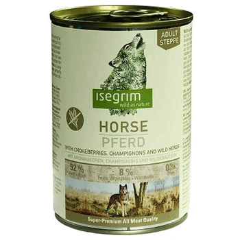 Консерви для собак Isegrim Horse pure with Chokeberries Champignons & Wild Herbs з кониною, горобиною, грибами та травами, 400 г