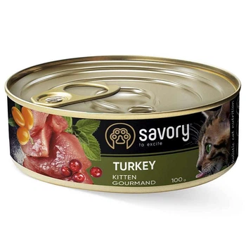 Вологий корм Savory Kitten для кошенят з індичкою, 100 г