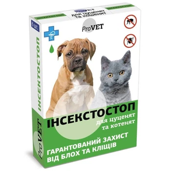 Інсектостоп краплі для цуценят і кошенят ProVET 1 піпетка 0,5 мл (4820150200275)