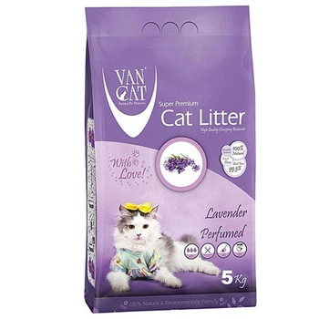Бентонитовый наполнитель для кошачьего туалета с ароматом лаванды VanCat Cat Litter Lavender 5 кг (8699245857757)