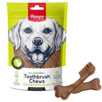 Лакомство в форму зубной щетки с мясом курицы для собак Wanpy Toothbrush Chews Chicken Flavors 100 г (6927749869016)