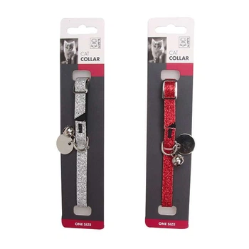 Блестящий кошачий ошейник из искусственной кожи M-Pets Glitter Cat Collar 1,5х23 см (6953182719458)