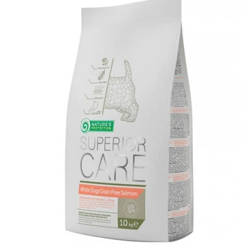 Nature's Protection Superior Care White dogs Grain Free Salmon Adult Small and Mini Breeds - Сухой беззерновой корм с лососем для взрослых собак малых пород с белой шерстью 10 кг (4771317458353)