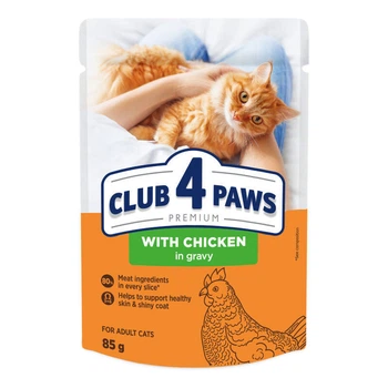 Club 4 Paws Premium Adult Cat Chicken in Gravy - Влажный корм с курицей для взрослых котов 85 г (4820269142527)