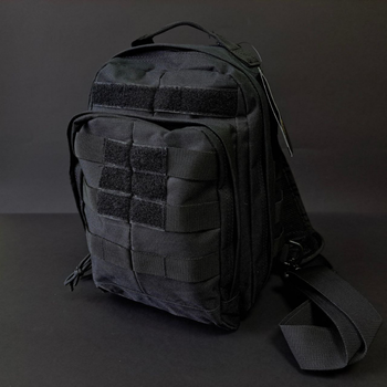 Міцна тактична сумка через плече військова однолямкова з тканини SILVER KNIGHT Чорна (115)