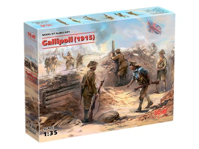 Сборная модель ICM Галлиполи 1915 г. пехота ANZAC 4 фигуры , пехота Турции 4 фигуры DS 3501